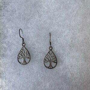 Silver Tree of Life Drop Earrings